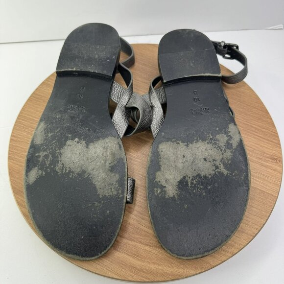 Coach Womens Black & Metallic Leather Flat Sandals Adjustable Straps Size 10 - Picture 6 of 9